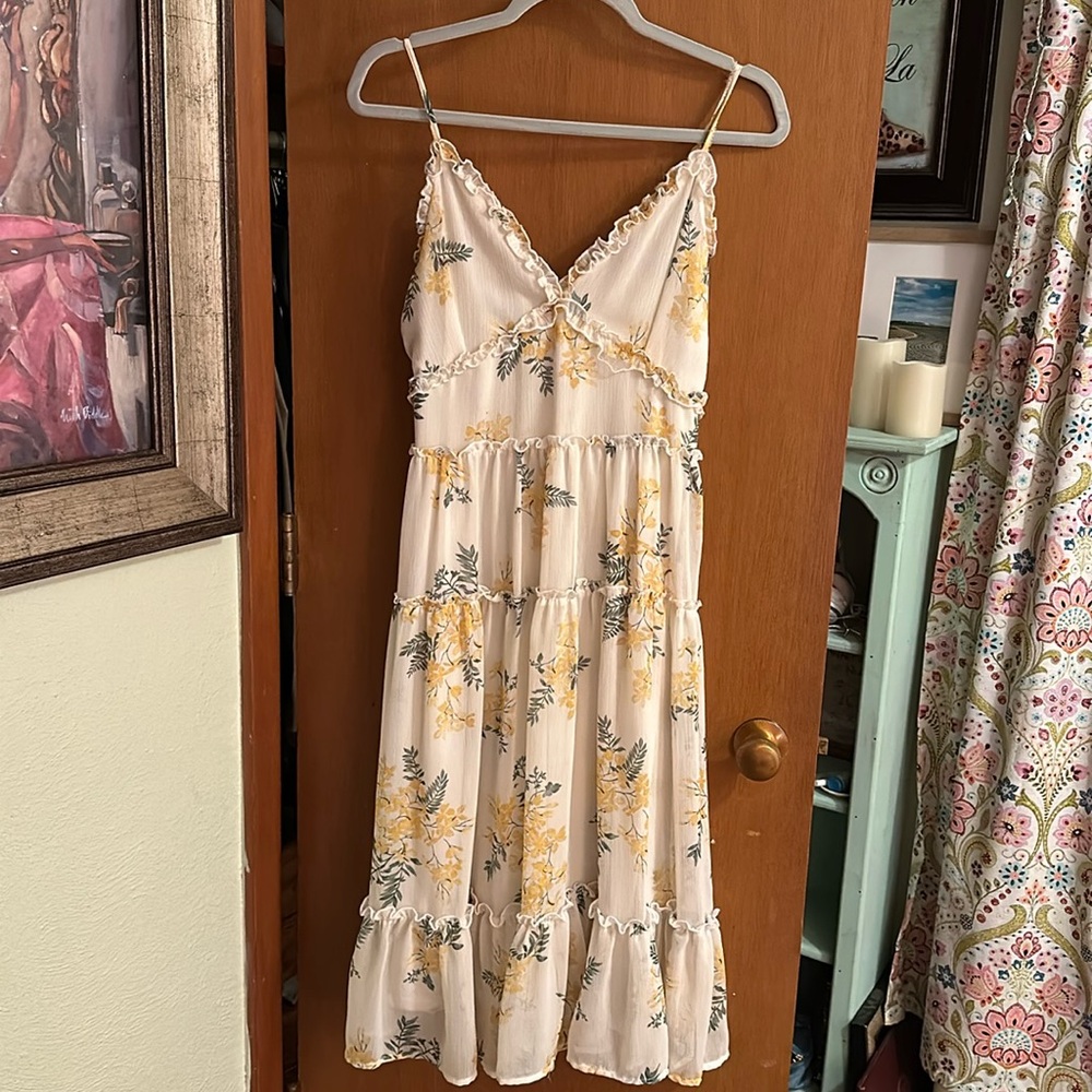 blu pepper cream dress with feminine florals  - size small